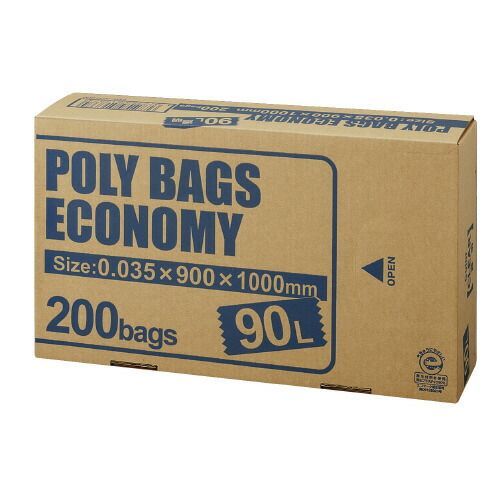 ポリバッグエコノミー ＢＯＸ 透明 ９０Ｌ ２００枚PBE-N90-200 オルディ