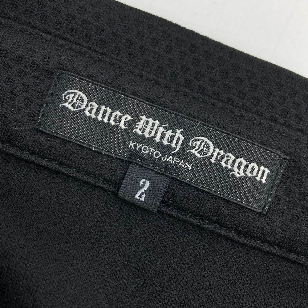 サイズ：2 DANCE WITH DRAGON ダンスウィズドラゴン  バックロゴ 半袖ポロシャツ  ブラック系 [240101480860] ゴルフウェア メンズ ストスト DANCE WITH DRAGON(ダンスウィズドラゴン) ポロシャツ｜中古