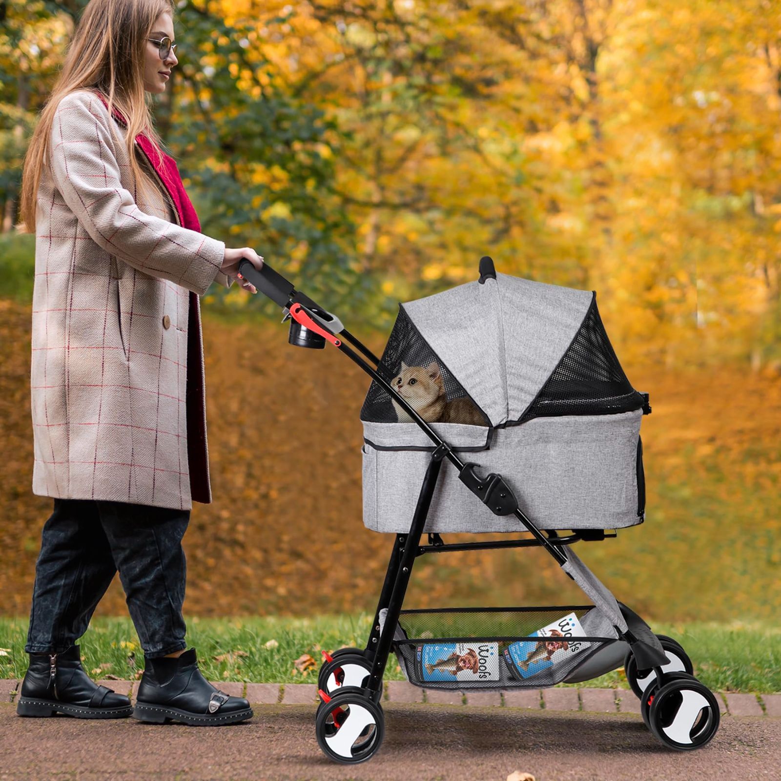 小型犬 中型犬 耐荷重20kg 多頭 老犬介護 取り外し なコット 防水 トラベルキャリア 軽量 ペットバギー キャリア 収納カゴ バギー ドリンクホルダー 犬 飛び出し防止リード付き 犬用カート 猫 お出かけ 折りたたみ 公園散歩 4輪 旅行 ペットベビー