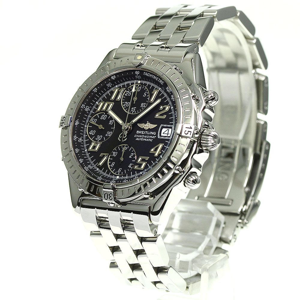 ★保証書付き【BREITLING】ブライトリング クロノマット ブラックバード デイト A13350 自動巻き メンズ_740206 ☆保証書付き【BREITLING】ブライトリング クロノマット ブラック