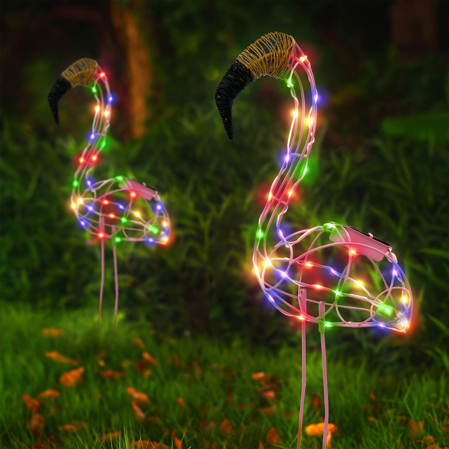 ソーラーライト ガーデンライト ガーデンオーナメント フラミンゴ 鳥 バード レッド ピンク 庭オブジェ 癒しグッズ ガーデニング お庭 玄関ライト  園芸装飾 インテリア オシャレ 防水 金属 ギフト プレゼント