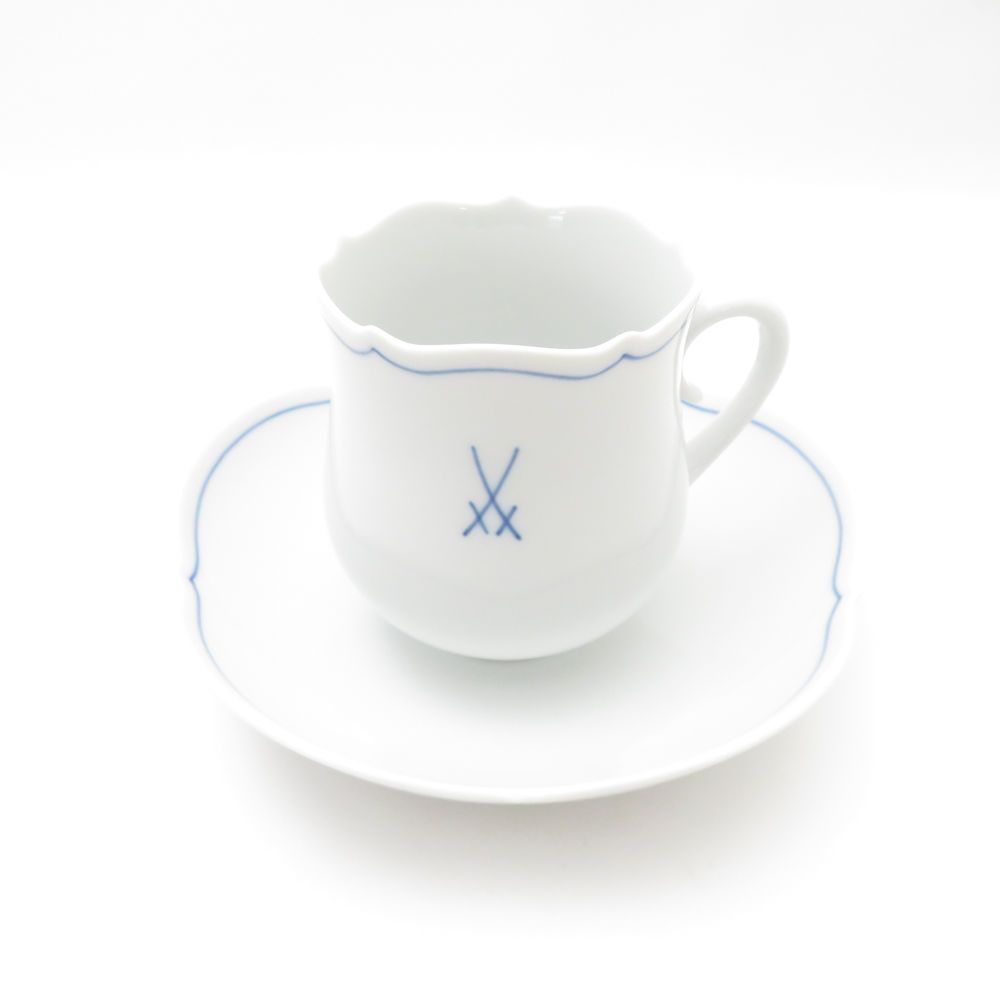 美品 MEISSEN マイセン ホワイトマイセン コーヒーカップ＆ソーサー 剣  