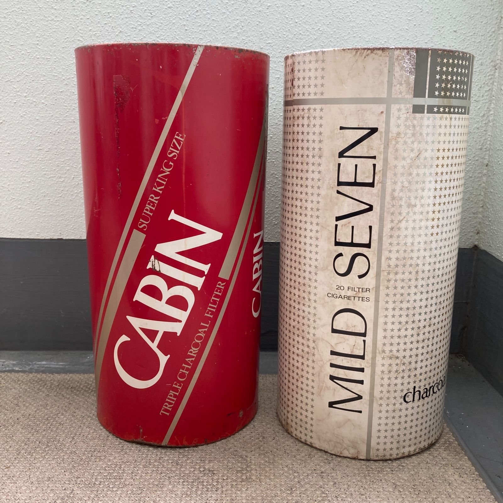 【昭和レトロ】MILD SEVEN マイルドセブン　スチール缶 ゴミ箱 昭和レトロ】MILD SEVEN マイルドセブン スチール缶 ゴミ箱