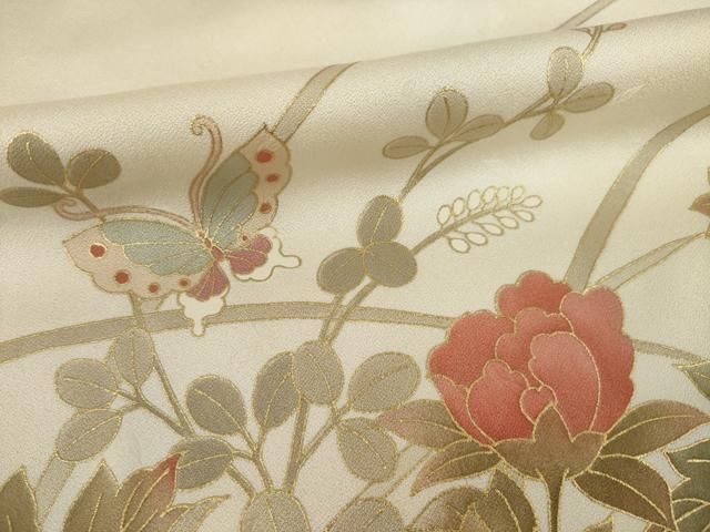 平和屋着物○訪問着 花蝶文 金彩 正絹 逸品 未使用 AAAT2210ck 平和