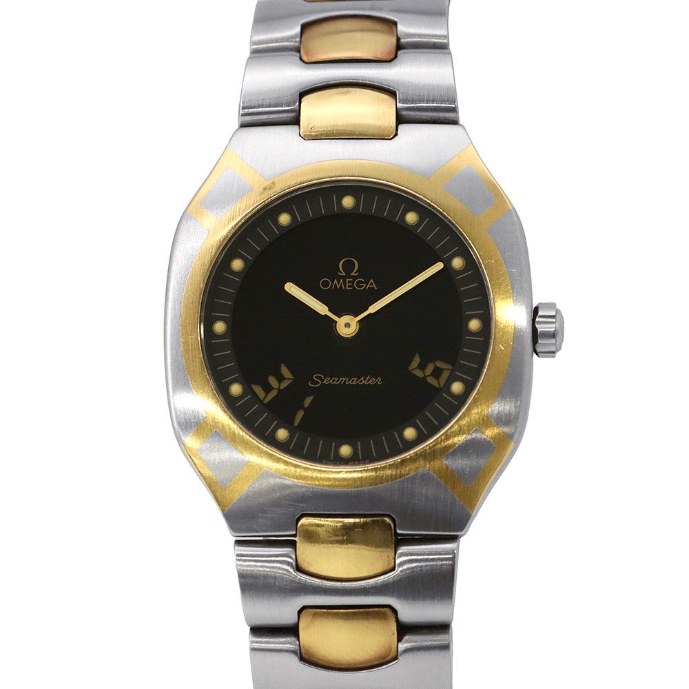 オメガ シーマスター シーマスターポラリス デジタル アナログ デジアナ SS K18YG OMEGA 腕時計 黒文字盤