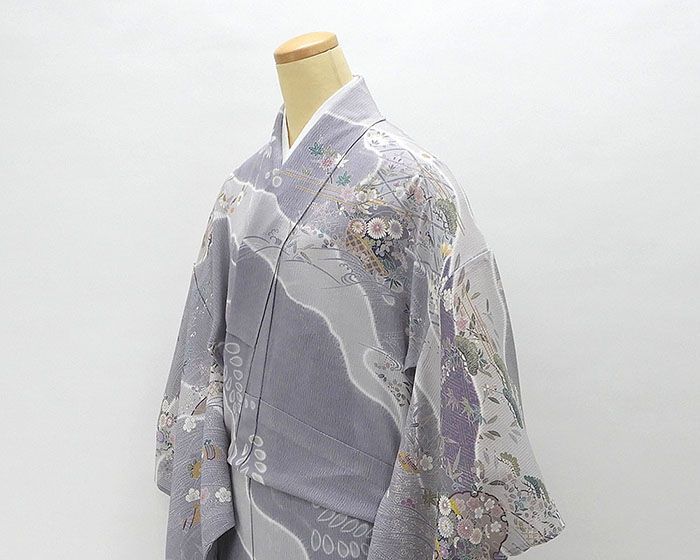 夏物 訪問着 新品 仕立て上がり 正絹 夏物 雪輪四季花宝尽くし模様