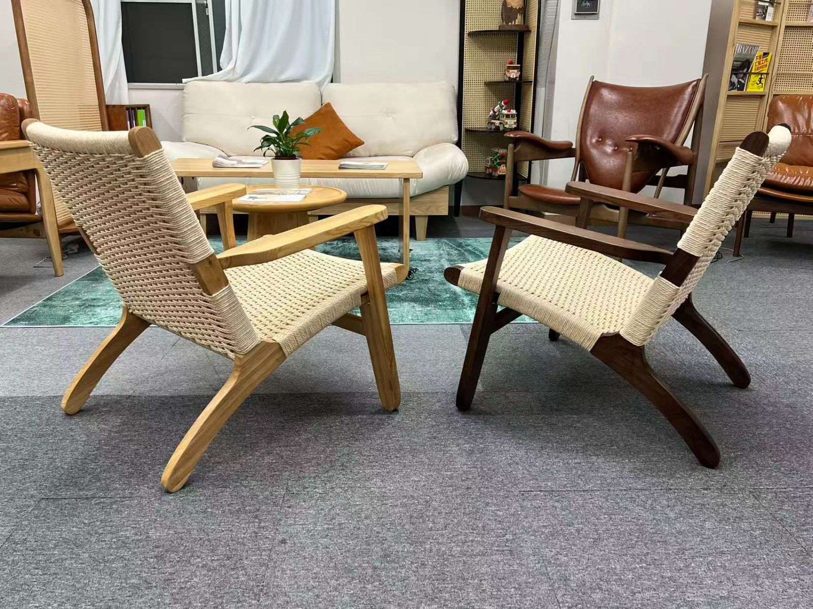 北米FAS級ホワイトアッシュ無垢材ペーパーコード使用 天然木椅子