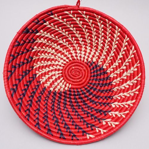 アフリカ　ウガンダバスケット　Lサイズ　No.31　アフリカンバスケット　皿かご　飾りかご　アフリカ雑貨