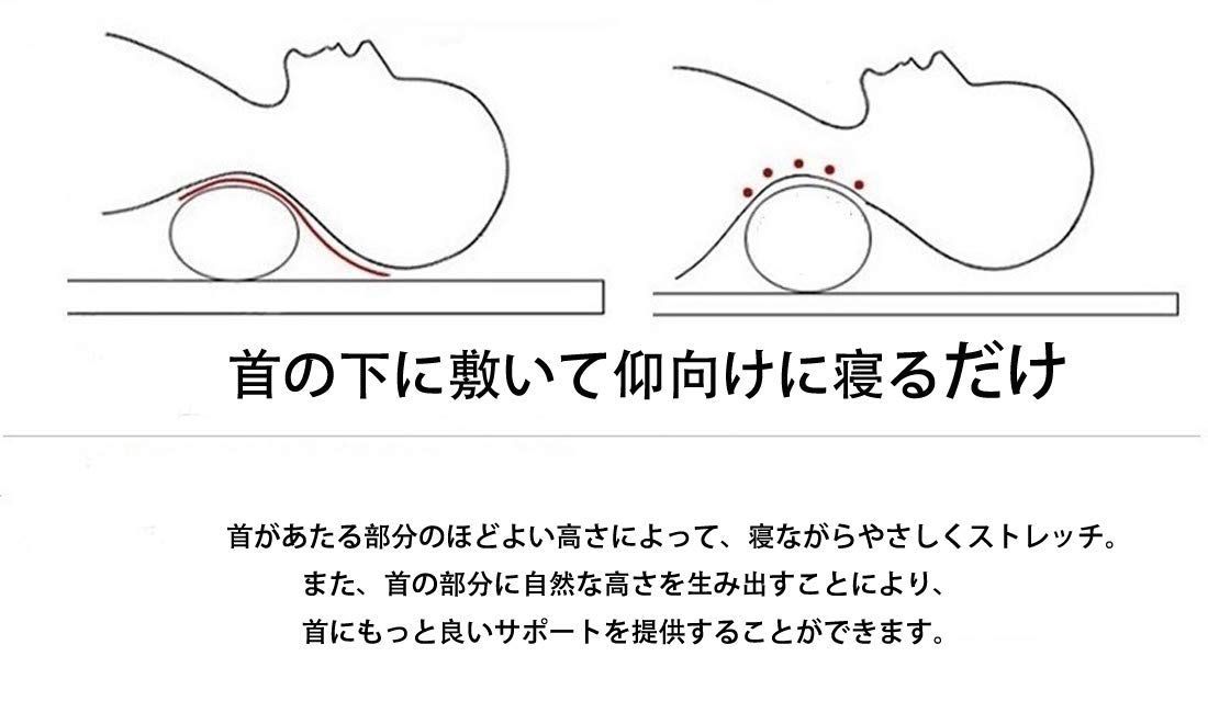 新品 円柱クッション かたい枕 仰向き寝まくら ストレートネック枕 ポリプロピレン 繊 首サポート 筒型 ピロー ネックフィット枕 約 10cm丸ｘ52cm 高さ調整 カバー洗え濃い灰色 グレー