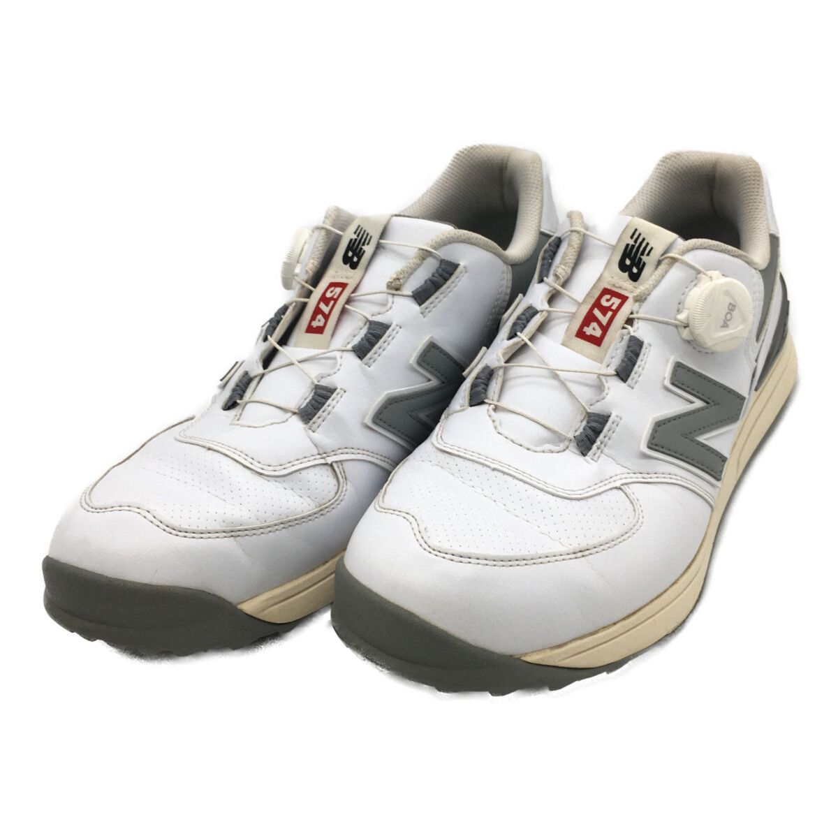 中古 ニューバランスゴルフ New Balance golf ゴルフシューズ  28 ホワイト グレー 574 スパイクレス ボア [UGBS574C]