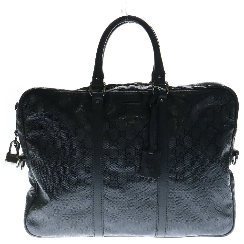 GUCCI グッチ GGインプリメ ディアメンテ ビジネス ハンドバッグ PVC レザー ブラック 208463