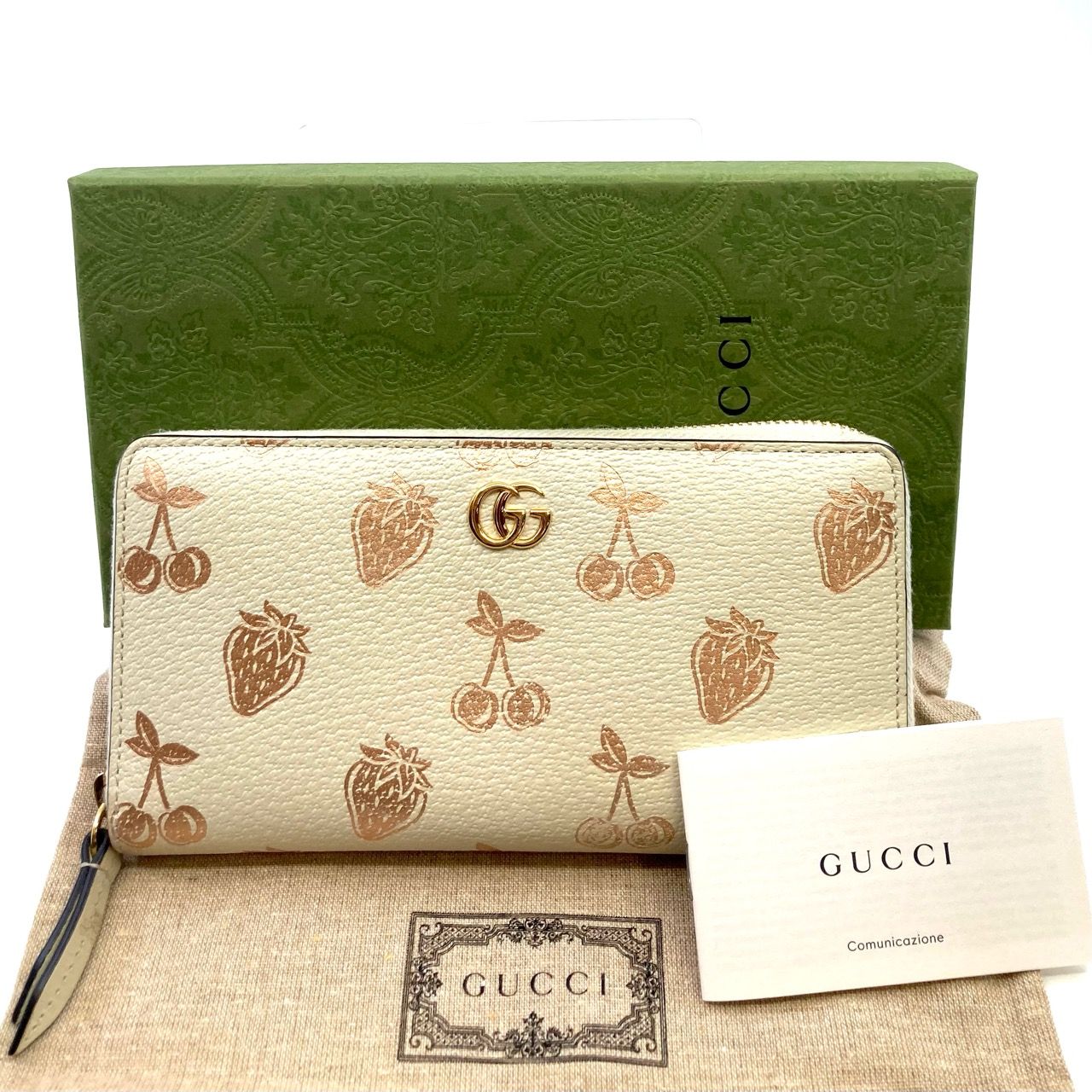 美品 GUCCI グッチ GGマーモント チェリー ストロベリー 長財布 