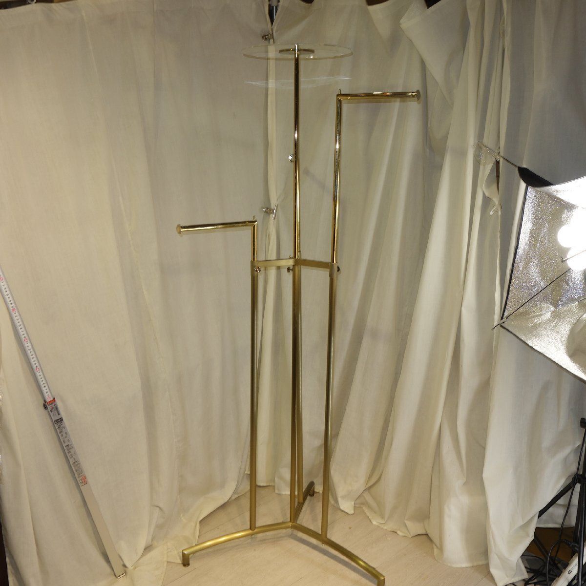 3way ハンガーラック アンティークゴールド アンティーク調 高さ調整 アパレル 雑貨店舗 什器 スチール ロココ調 M228