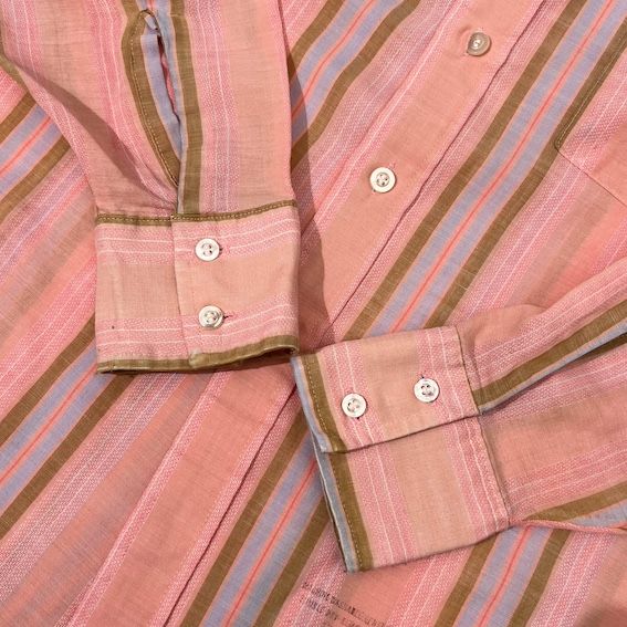 70s VAN HEUSEN 417 バンヒューゼン ストライプ 長袖シャツ 33/ピンク系 メンズ ビンテージ 70s VAN HEUSEN 417 バンヒューゼン ストライプ 長袖シャツ 33/ピンク