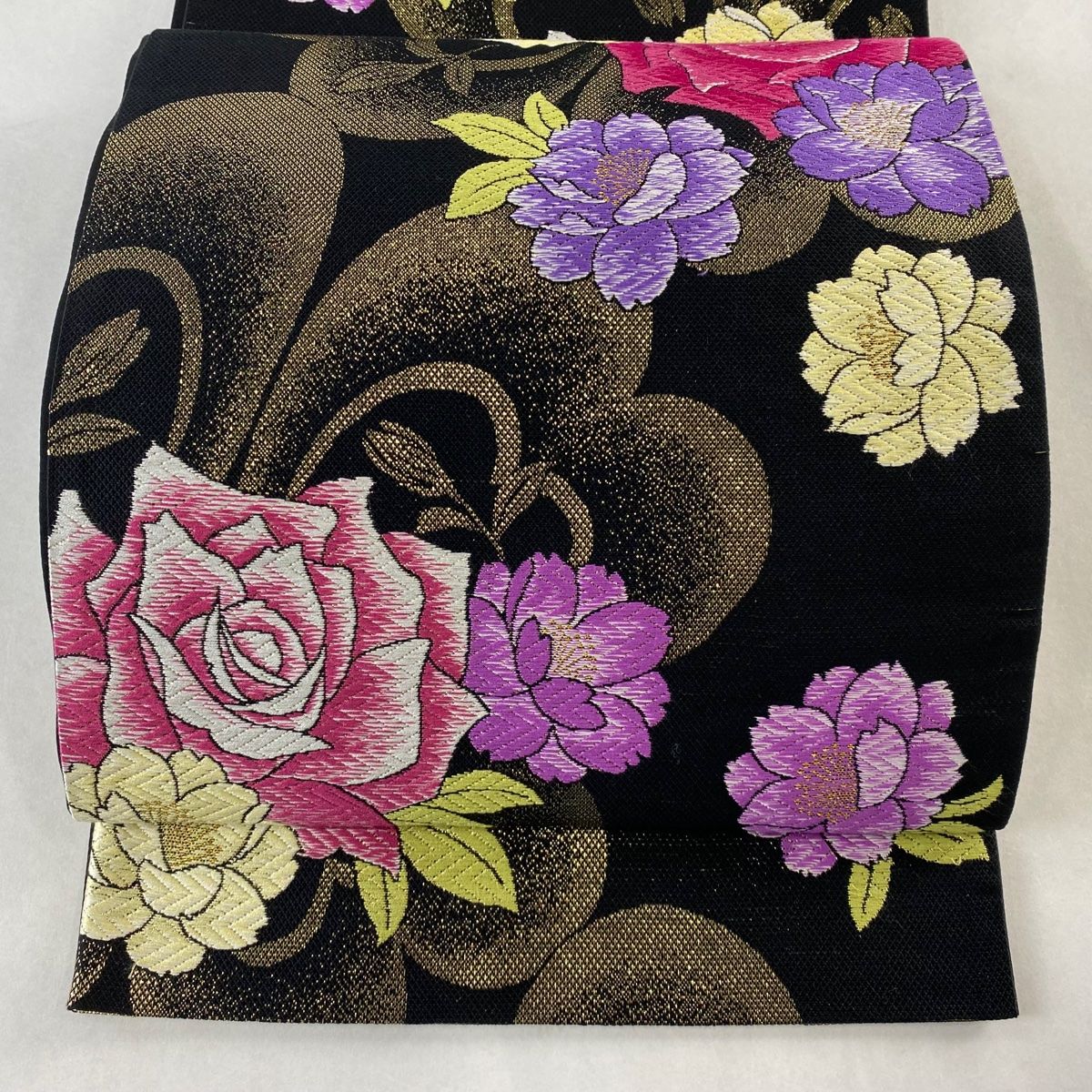 袋帯 美品 秀品 草花 薔薇 箔 焦茶色 六通 正絹 【中古】 | VACHAMBER.COM