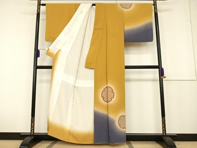 平和屋着物○訪問着 友禅 風景文 暈し染め 金彩 正絹 逸品
