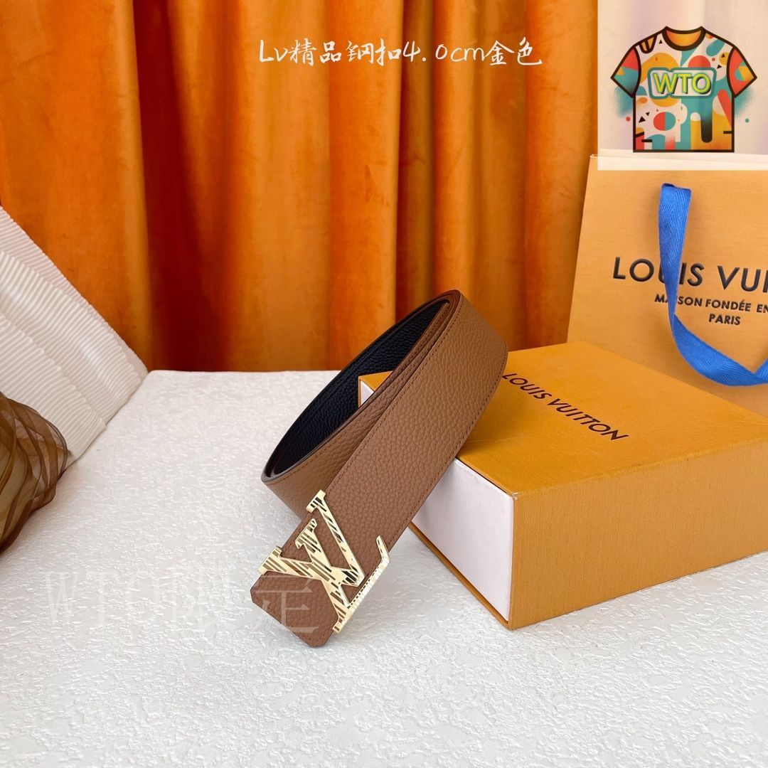 Louis Vuitton チェック柄 レザーベルト LV Initiales 40mm Reversible Belt Damier Graphite Canvas