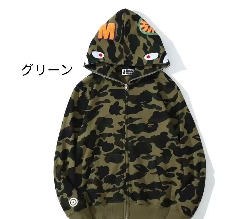 新品A BATHING APE アベイシングエイプ 長袖 トップス Sharkシャークパーカー 男女兼用 7色から撰択