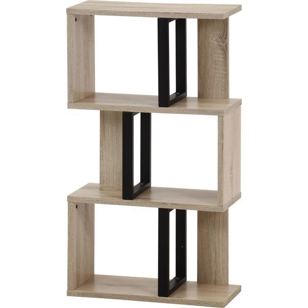 S字ディスプレイラック 3段 オーク 組立品 代引不可