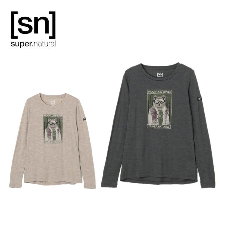 25秋冬 エスエヌ スーパーナチュラル [sn] super.natural レディース ベアスキー ロングスリーブ snwp04080 トップス 長袖 Tシャツ メリノウール ヨガ ピラティス フィットネス