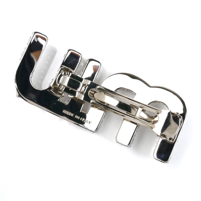 MIUMIU ミュウミュウ 真鍮 ラインストーン ロゴ バレッタ 5JF082_2DNC_F0OKL ヘアクリップ レディース