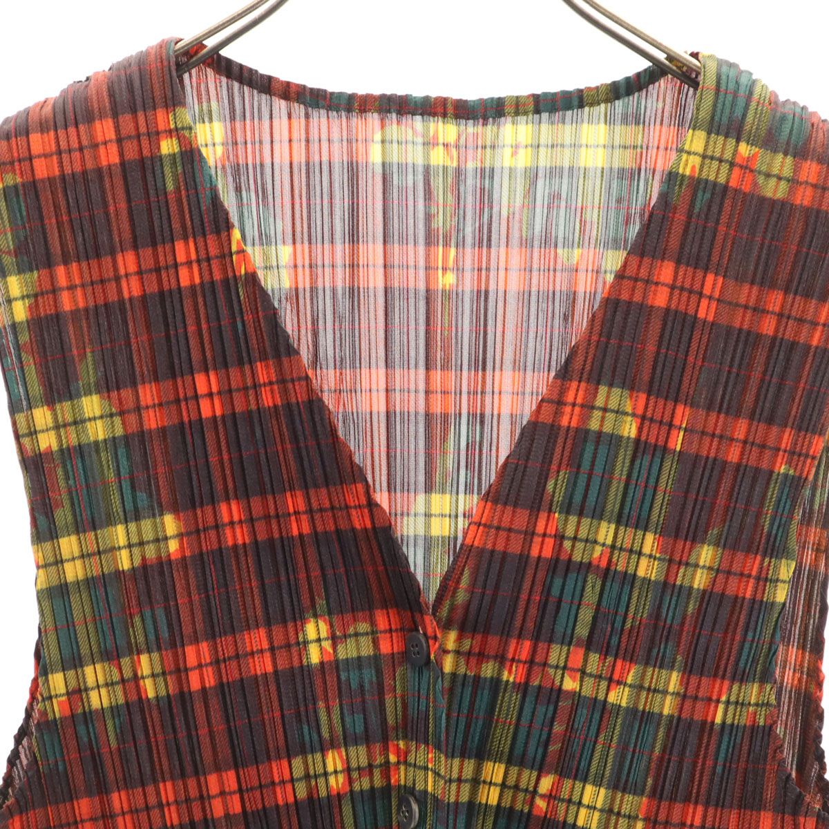 PLEATS PLEASE プリーツプリーズ 日本製 チェック柄 Vネック