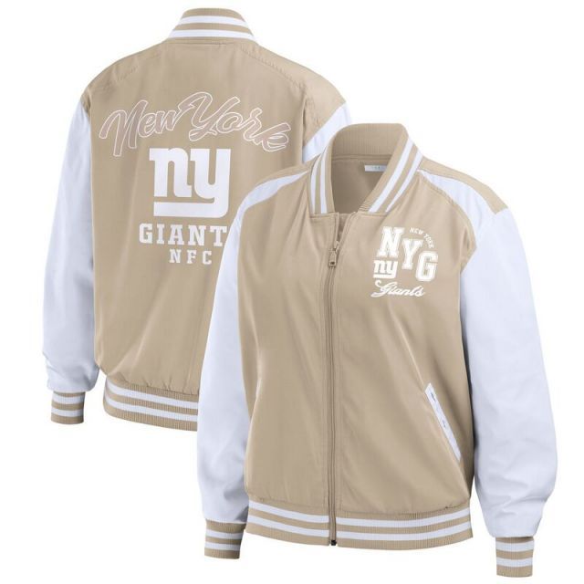 【送料無料】 ウェア バイ エリン アンドルーズ レディース ジャケット・ブルゾン アウター Women's WEAR by Erin Andrews Tan New York Giants Tonal Full-Zip Bomber Jacket Gia M