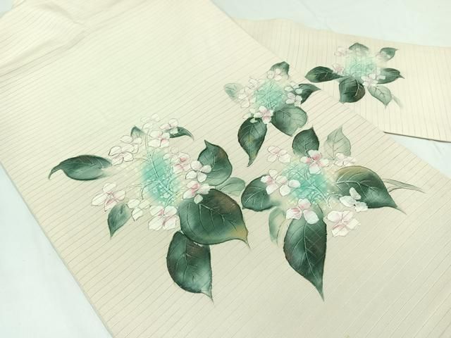 平和屋着物○九寸名古屋帯 作家物 手描き 草花文 てんとう虫 生成