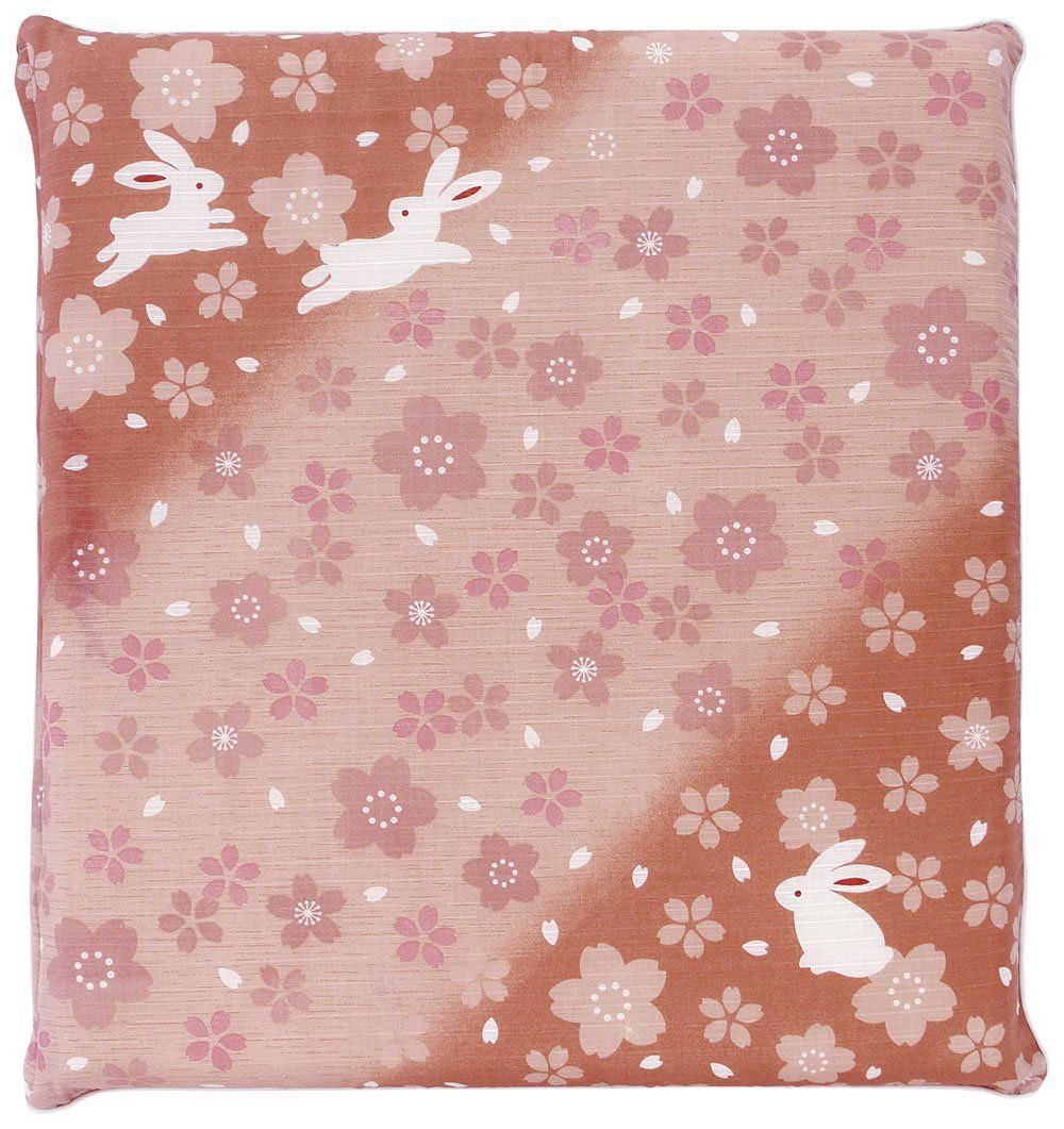銘仙判 約55 59 cm レッド ファスナー式 桜うさぎ 綿 裏表同じ柄 座布団カバー 和室 和テイスト Night 洗える オールシーズン メリーナイト Merry Z 201 13
