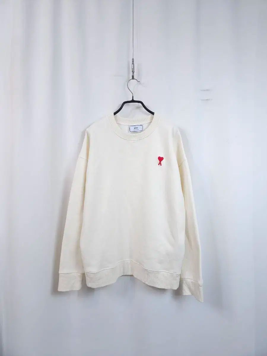 アミ スモール ハート ロゴ 裏起毛パーカー アイボリー