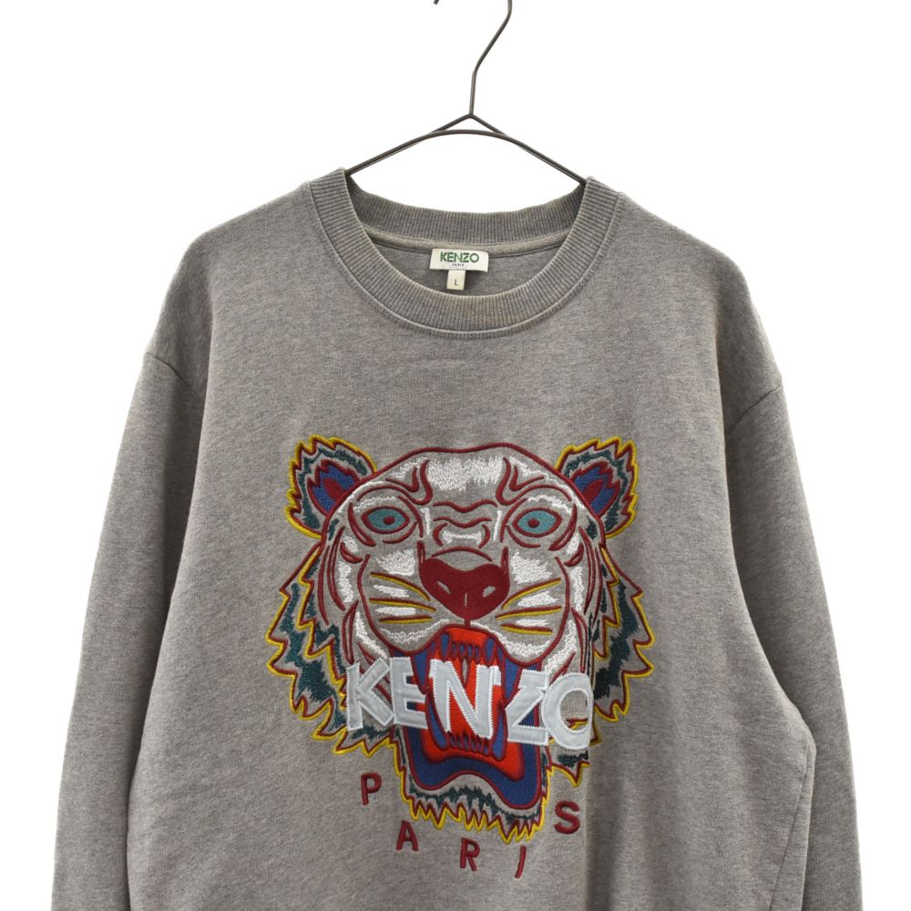 KENZO タイガー トレーナーS グレー ロゴマーク - トップス