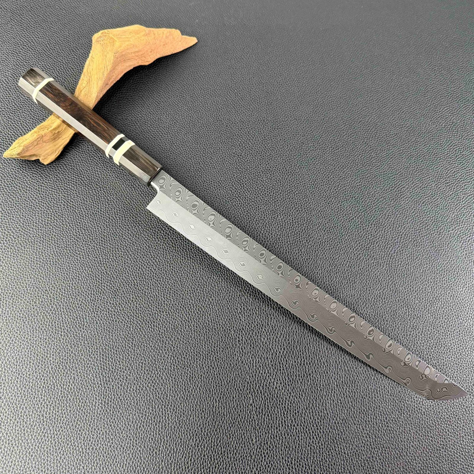 先丸柳刃包丁 9寸（刃渡り270mm）ダマスカス鋼 本刃付け 八角柄（購入