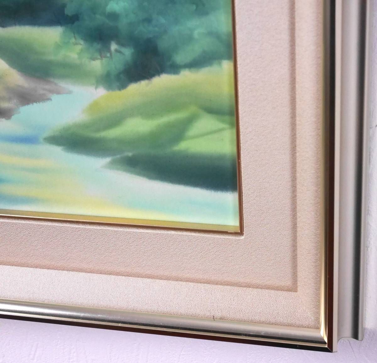 小林元勝　日本絵画　水彩画 小林元勝『新緑山水』◇日本画10号◇落款・直筆サイン・保証書有
