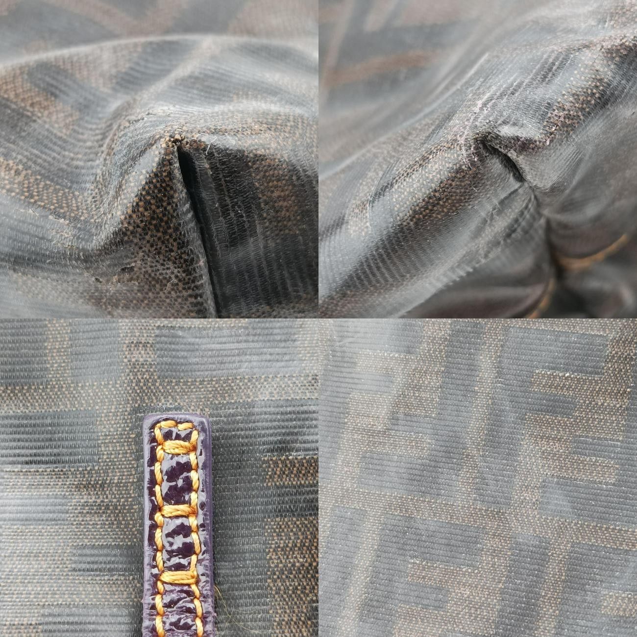 フェンディFendiズッカブラウンPVCコーティングキャンバス8BH1882241-8BH188-WTE-079