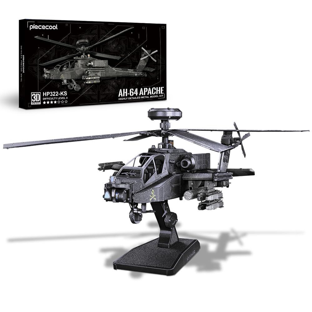 【数量限定】Apache 立体パズル AH-64 暇つぶしグッズ DIY 模型 接続剤不要 組み立てキット 誕生日 立体 ギフト プレゼント 知育 メタリックナノパズル 3Dパズル 頭の体操 Piececool 脳トレ 最高の贈
