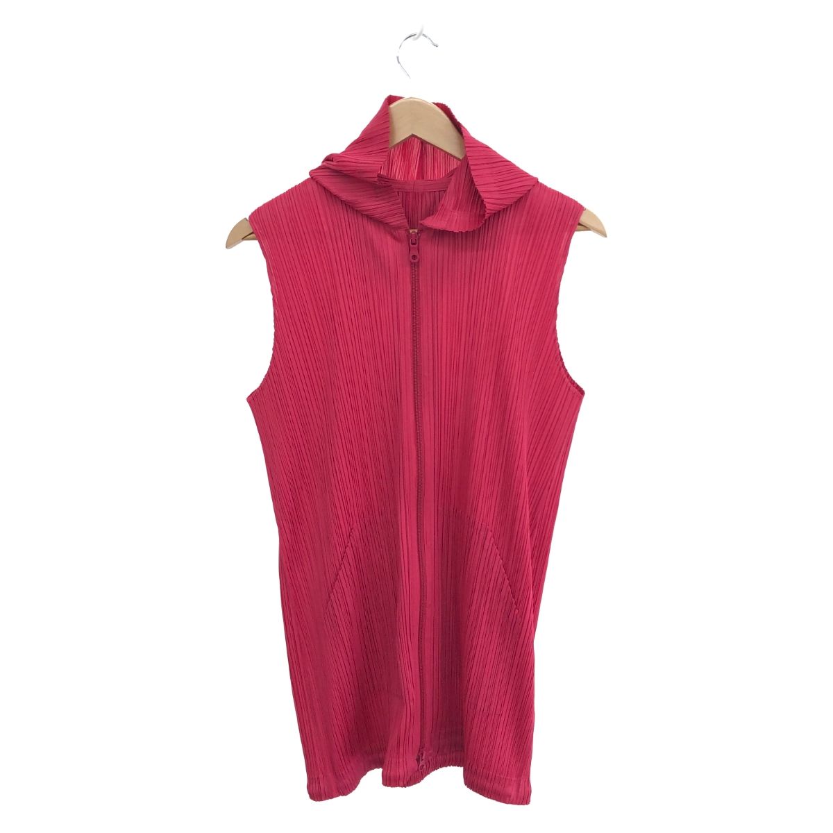 PLEATS PLEASE プリーツプリーズ ノースリーブプリーツパーカー サイズ 3 ジップアップパーカー PP23-JE122 ピンク レディース | 240001160668