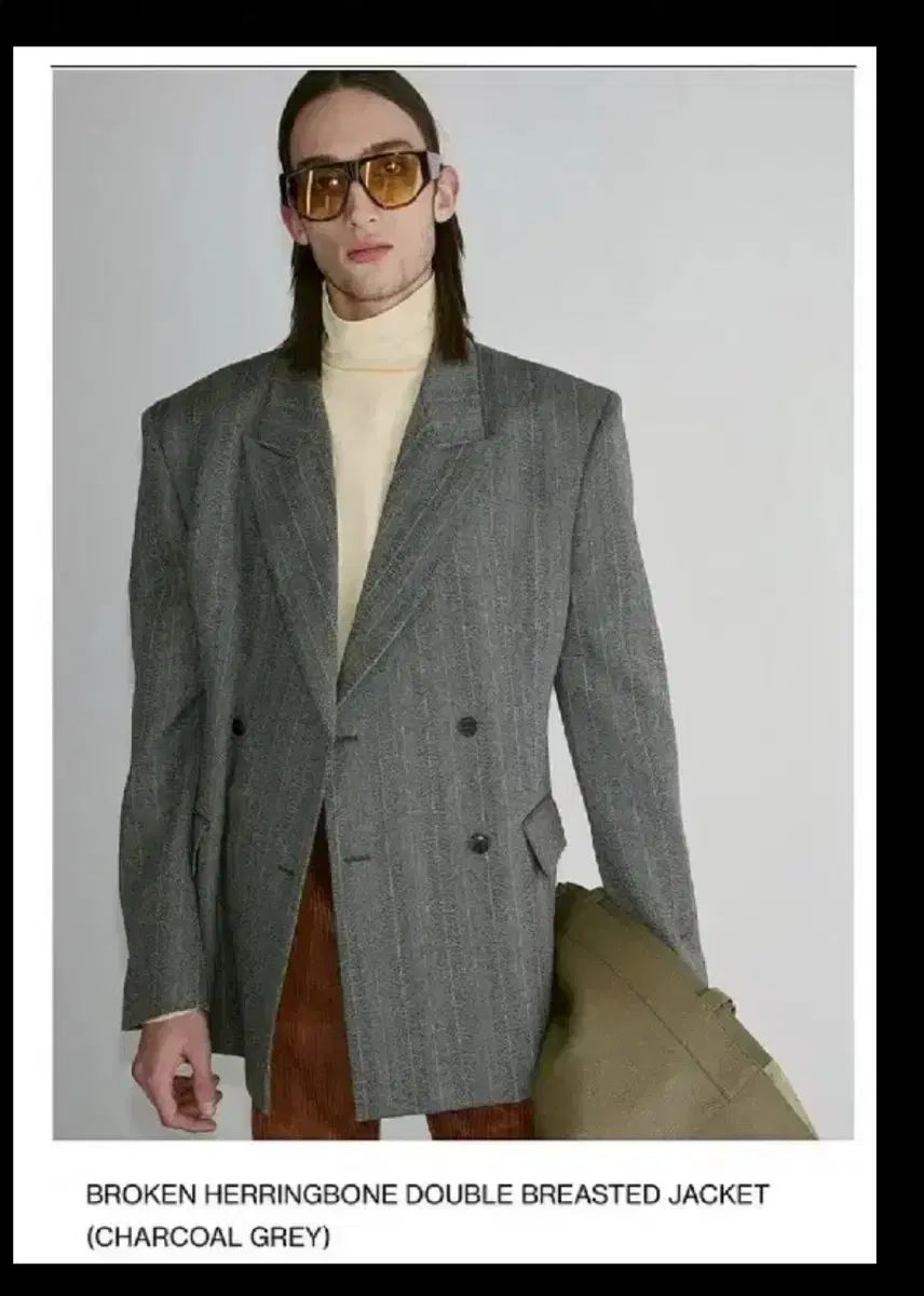 M レクト 24fw Broken ヘリンボーン ダブルジャケット ブレーザー グレー