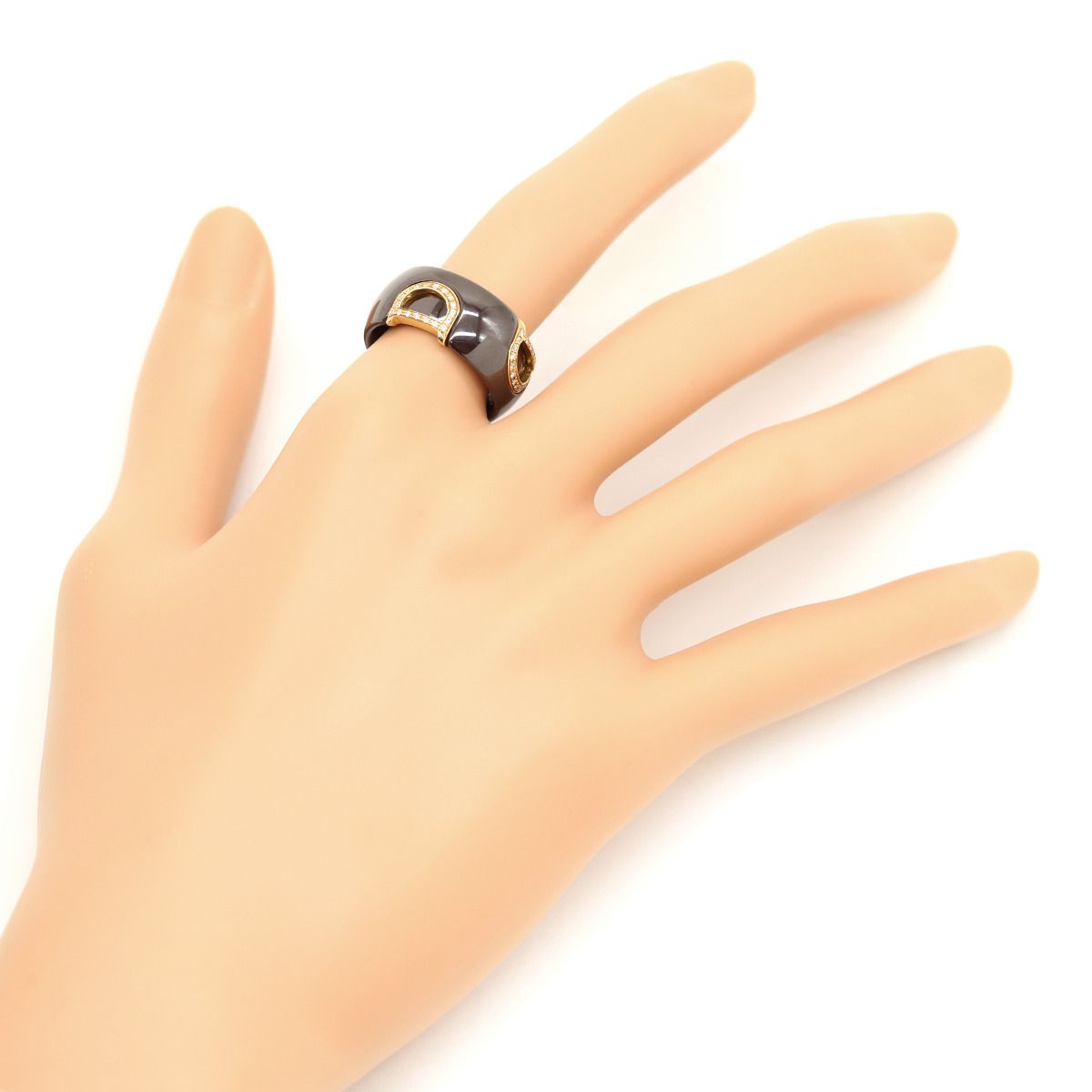 美品 DAMIANI Dアイコン ダイヤモンド ゴールド セラミック 16号 美品 DAMIANI Dアイコン ダイヤモンド ゴールド セラミック 16号