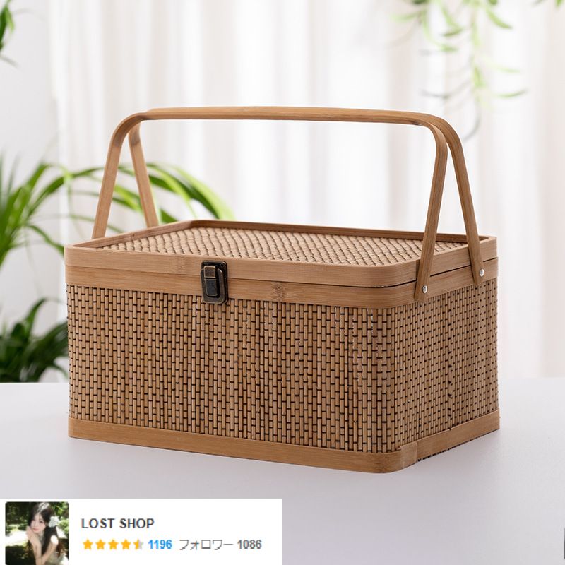 收納盒 茶道具籠 竹細工 新品☆収納ボックス*旅行用の茶籠*竹の箱*携帯*茶器入れ*茶道具
