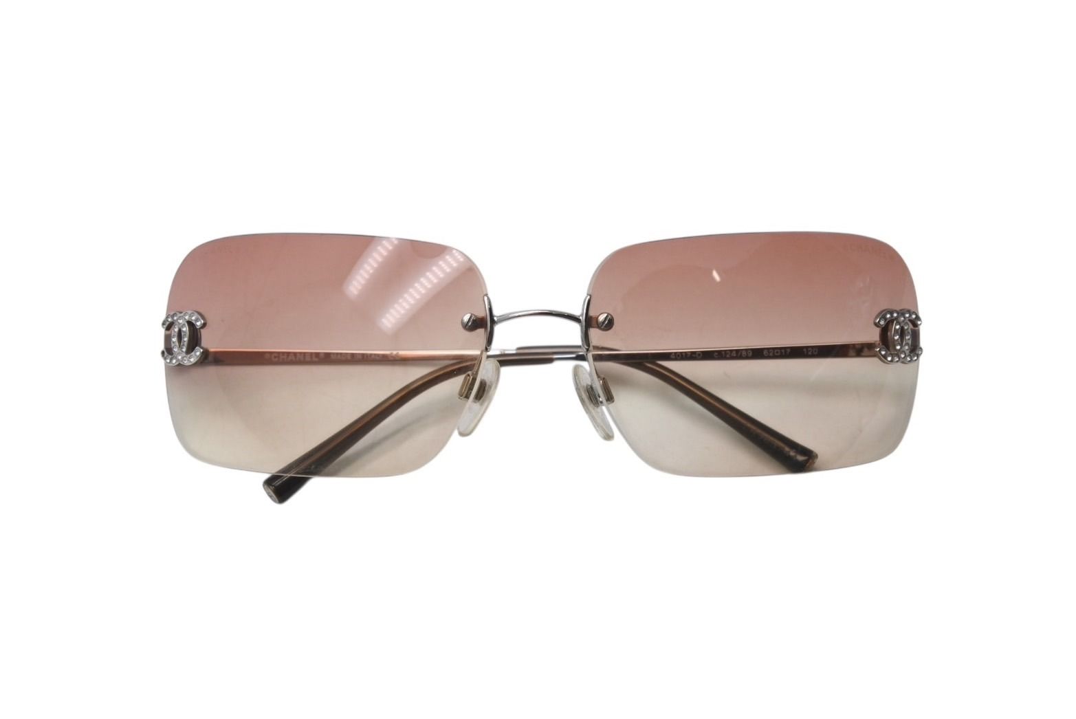 CHANEL シャネル リムレス サングラス 4017-D c.124|89 サイズ62□17 120 ココマーク ラインストーン ブラウン系 4b001377