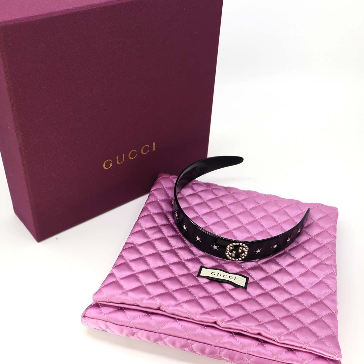 GUCCI グッチ クリスタル インターロッキングG ヘアバンド 628716