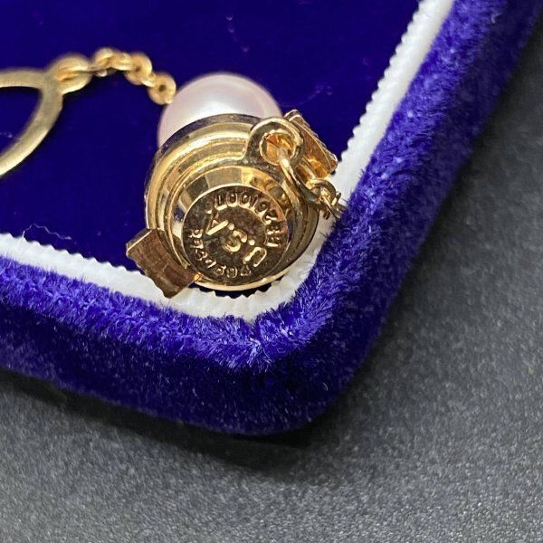 (=^▽^)σ現地でk18(18金)の金具で製作したオパールタイピン O287 未使用 保管品 K18 18金 ネクタイピン パール本真珠 8mm