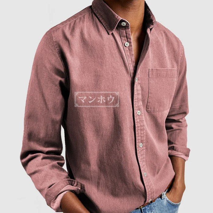  JEANS★長袖 ロゴ ボタン カジュアル シャツ ワイシャツ デザインカジュアルシャツ ボタンダウン 長袖 メンズ(S ブラック