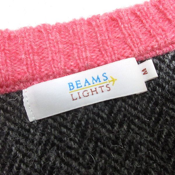 G□ビームス/BEAMS LIGHTS Vネックセーター/ウール【M】ピンク/men