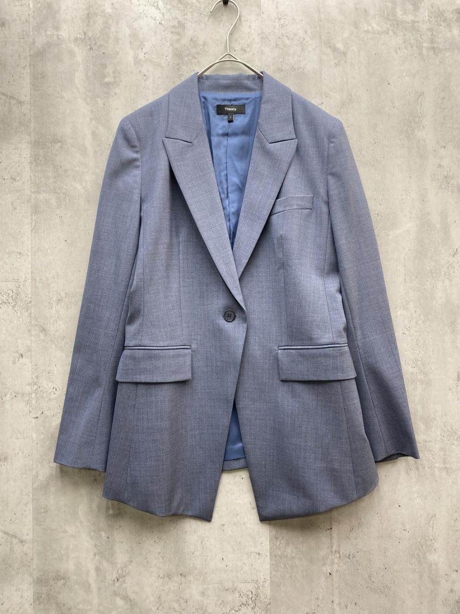 theory セオリー Traceable Wool Etiennette Blazer 長袖 ジャケット size2|ブルーグレー レディース