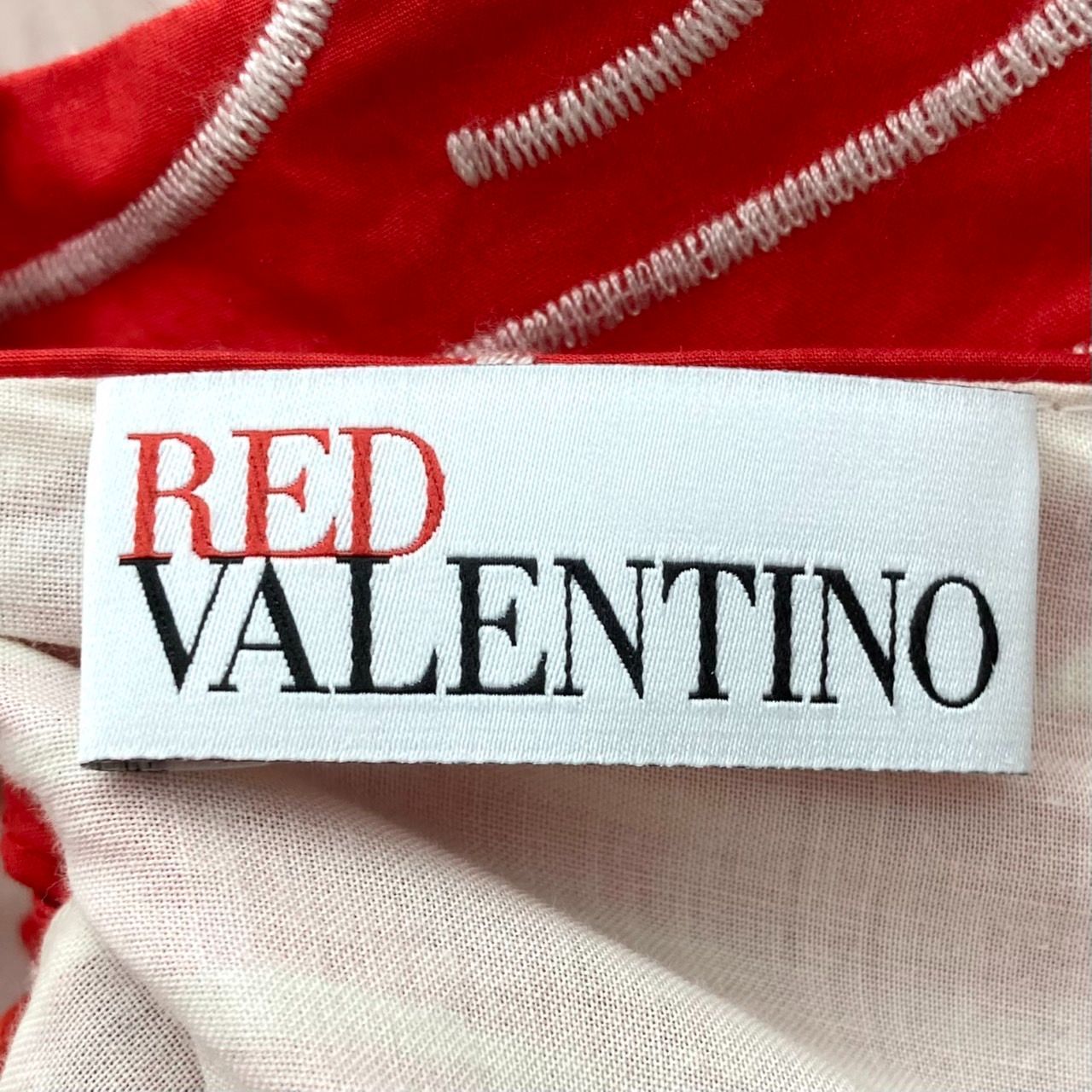 RED VALENTINO コットン ミディワンピース ギャザー入り