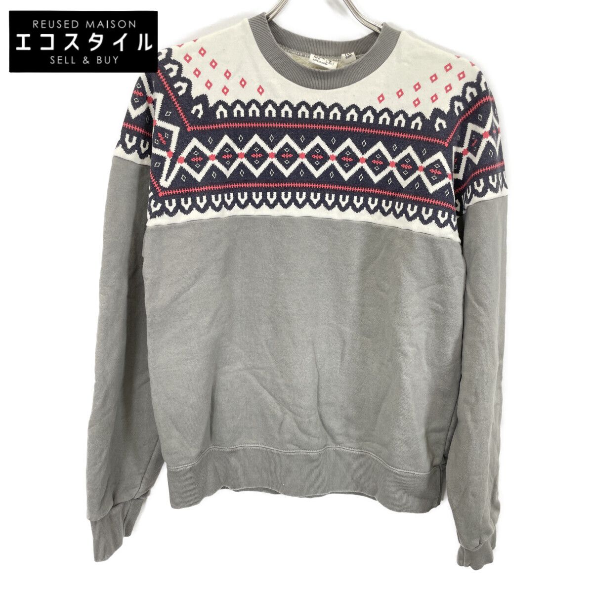 TCB JEANS-CO. ティーシービージーンズ ×xxdevelopment Sure s Snow pattern ｸﾞﾚｰ 雪柄 ｽｳｪｯﾄﾌﾟﾙｵｰﾊﾞｰ M