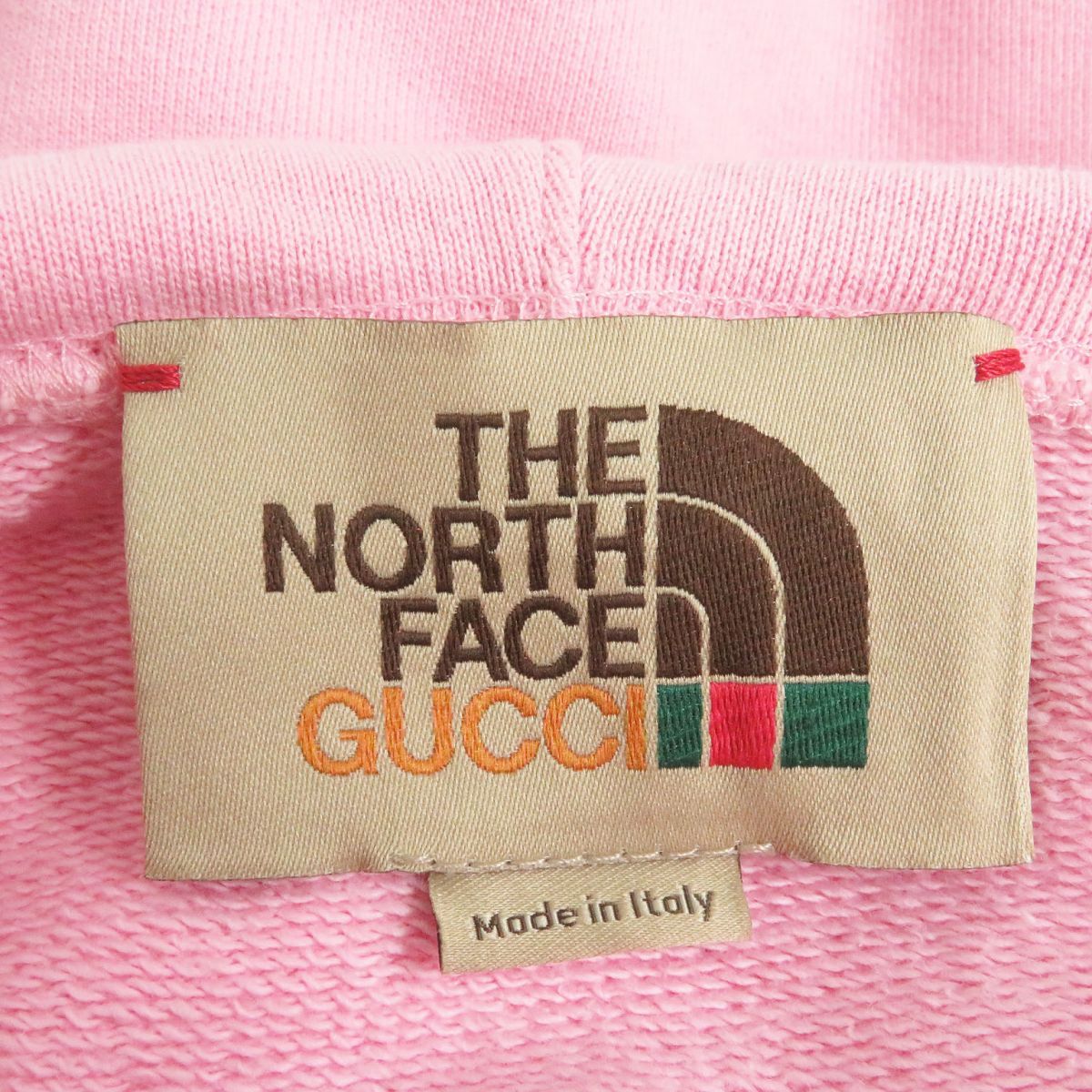 極美品□GUCCI×THE NORTH FACE グッチ ザ・ノースフェイス 626989 ロゴプリント スウェットパーカー/フーディー ピンク M  伊製 正規品