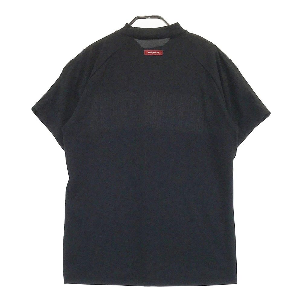 サイズ：L AND PER SE アンパスィ  ハイネック 半袖Tシャツ  ブラック系 [240101429199] ゴルフウェア メンズ ストスト サイズ：L AND PER SE アンパスィ ハイネック 半袖Tシャツ