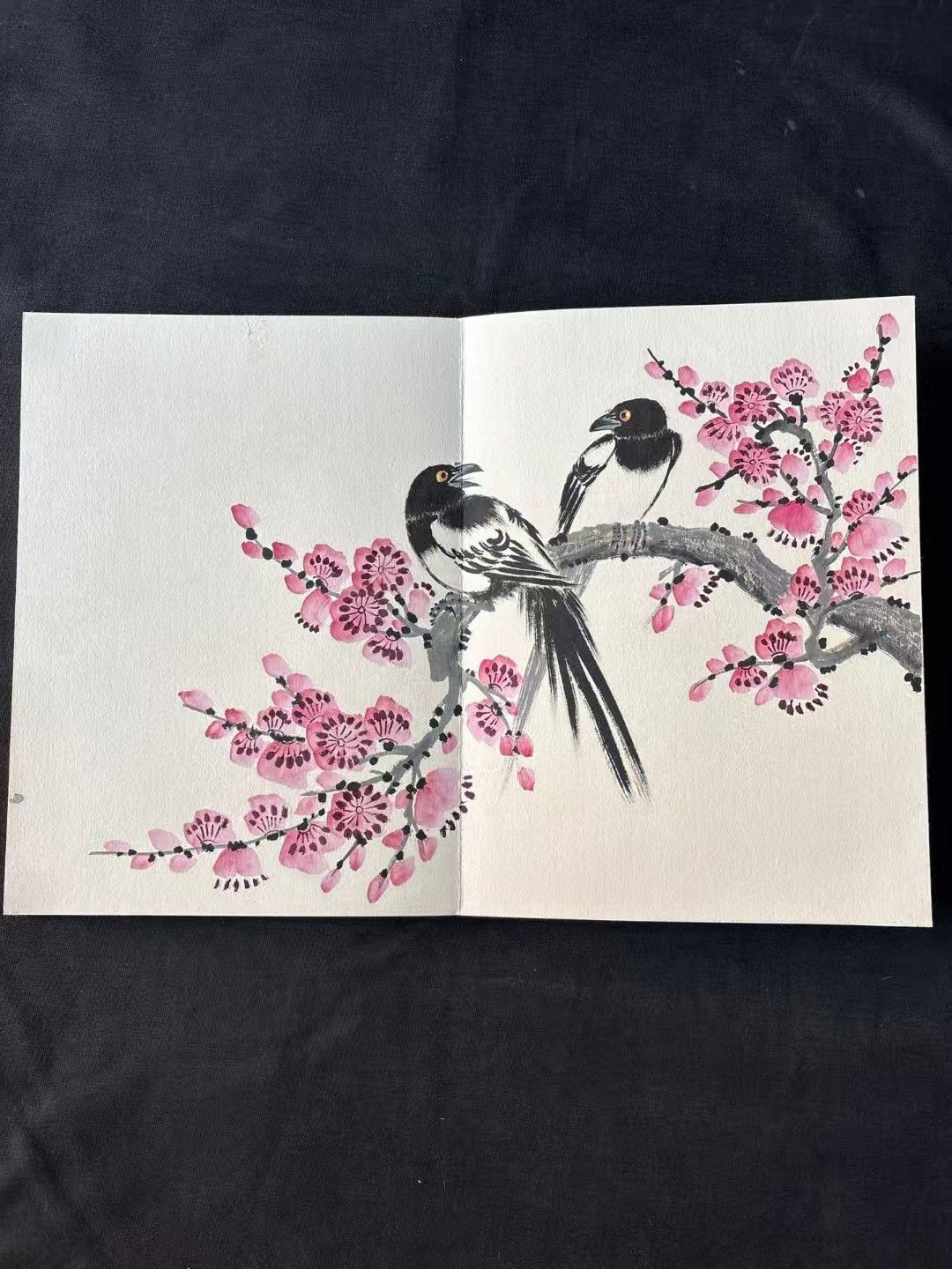 中国古美術・純手描き四尺竖幅山水画芯・水墨画・潘天寿印款